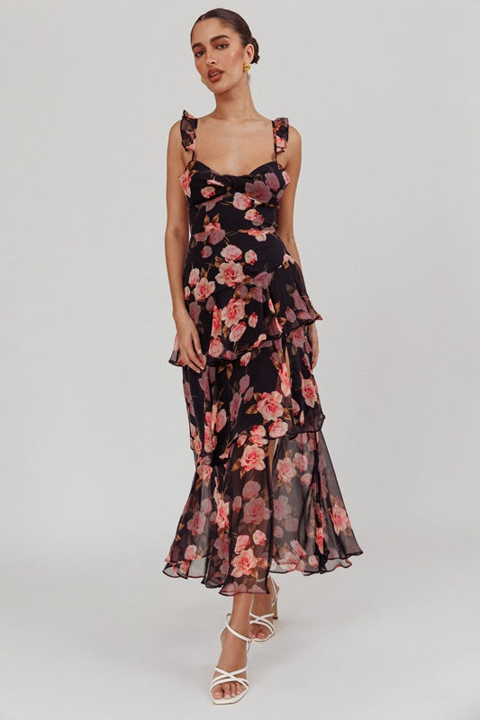 Mystic Blooms Maxi Dress | Navy Floral