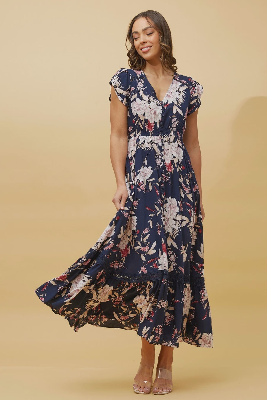 Dusky Florals Dress | Navy Floral