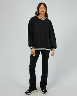 Luxe Active College Crew Sweater / Black | All About Eve