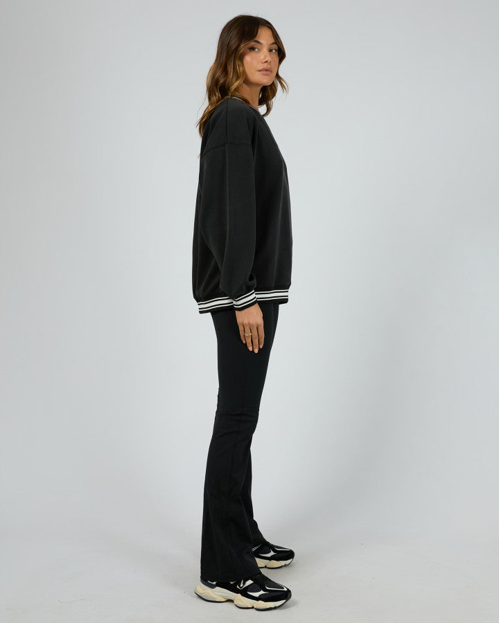 Luxe Active College Crew Sweater / Black | All About Eve