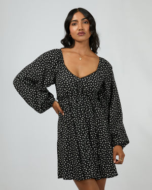 Wren Long Sleeve Mini Dress / Black | All About Eve