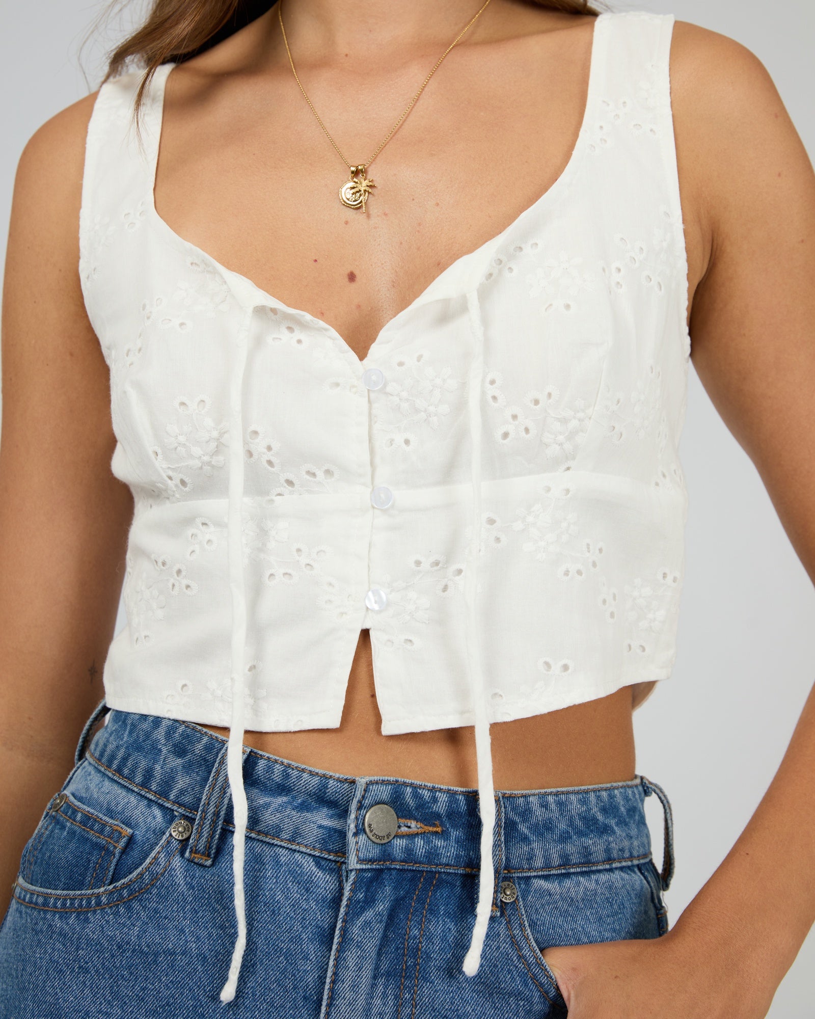 Sutton Broderie Top Vintage / White | All About Eve