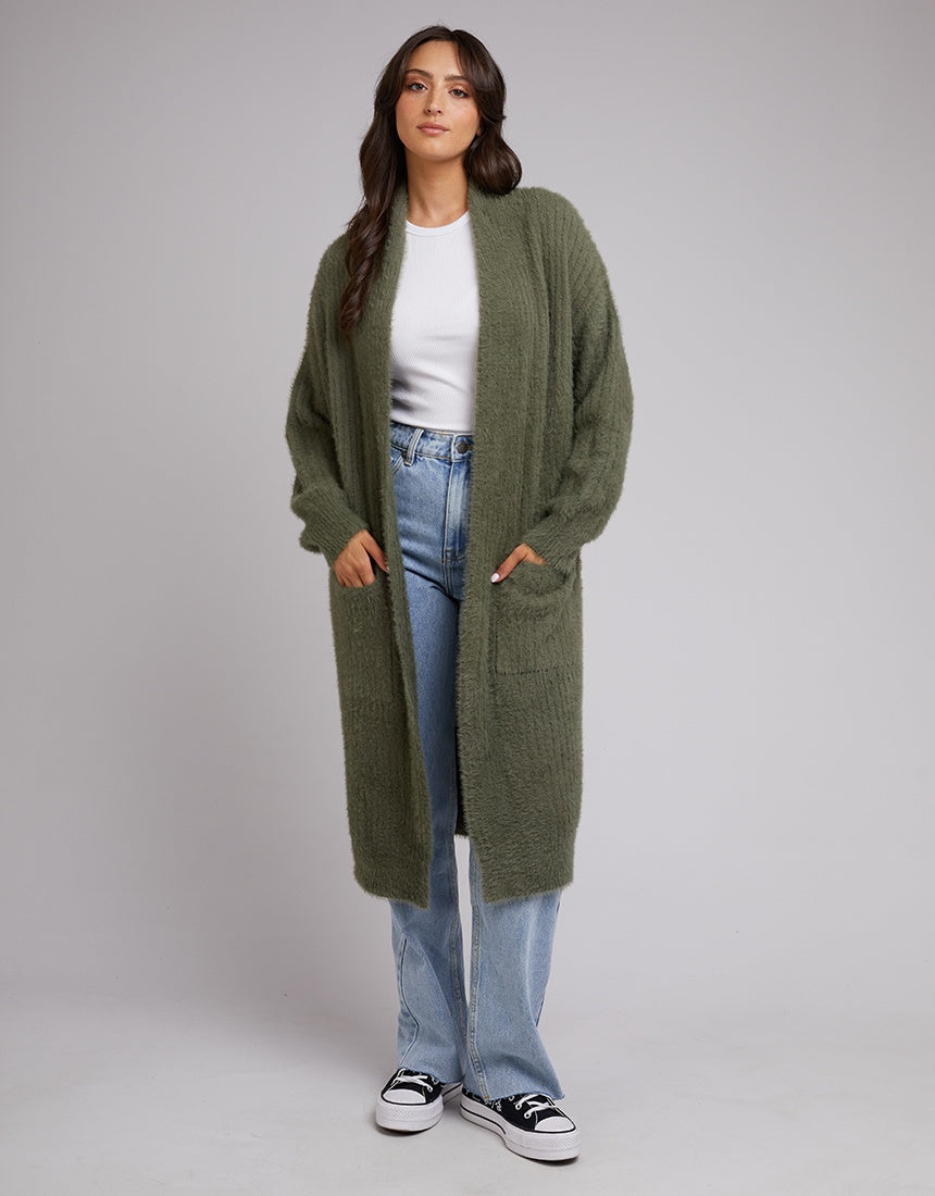 All In Theory Olive Oversized Cardigan – Pink Lily